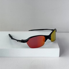 Oakley Romeo 2 Sunglasses Black Metal Frame Ruby Iridium Lens X-Metal