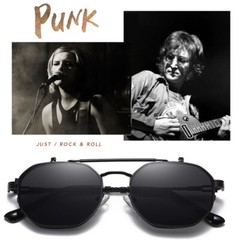 Double Lens Flip Up Sunglasses Men Women Geometric Square Steampunk Sun Glasses