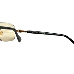 GUCCI GG1221S WEB Logo 1221 Black Yellow 005 Rimless Narrow Unisex Sunglasses