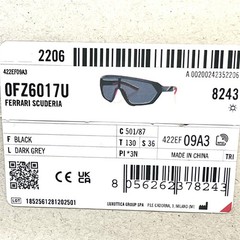 Ferrari Scuderia Shield Sunglasses Shiny Black Gray Lens FZ 6017U 501/87 w/pouch