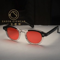 Men handmade red sunglasses women blackcrystal acetate johnny depp red glasses
