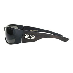 Mens Locs Sunglasses Matte Black Oval Rectangle Wrap Around Brown Wood Pattern