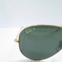 Used RAY BAN Ray Ban AVIATOR Polarized Lens Sunglasses RB3025 Size 58 14 Gold Se
