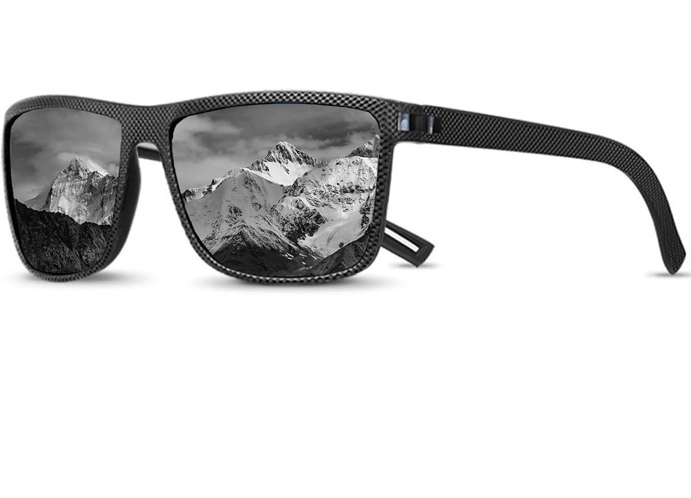 Men’s Square Black Mirrored Sunglasses Plastic Frame 60mm Lens 133mm Arm
