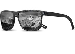 Men’s Square Black Mirrored Sunglasses Plastic Frame 60mm Lens 133mm Arm