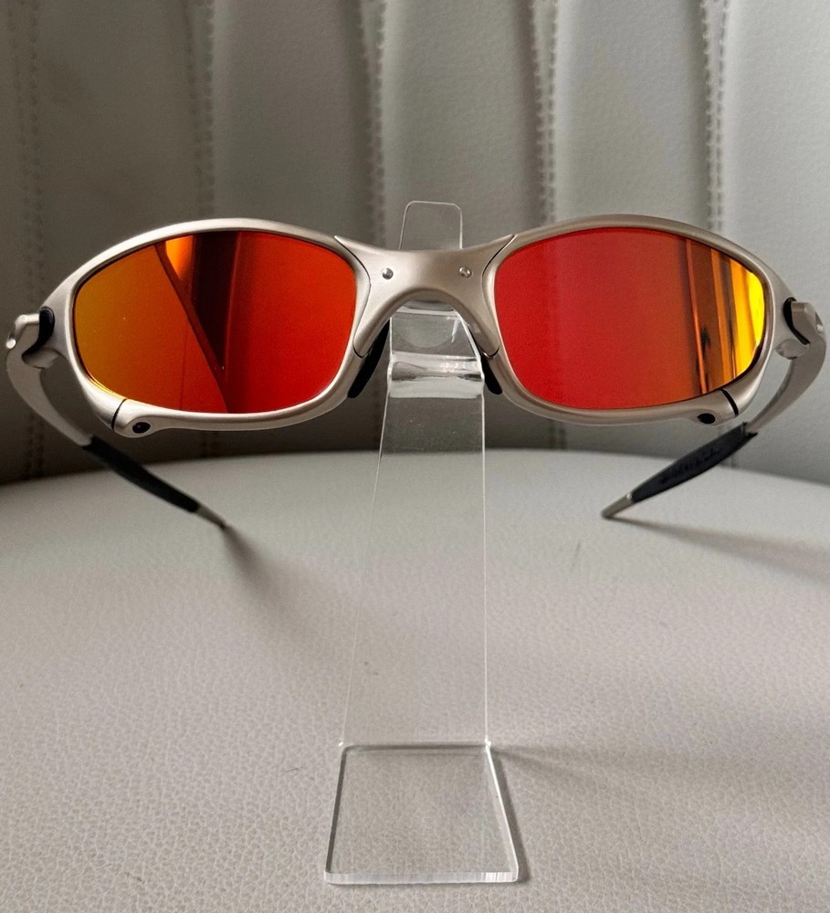 Oakley Juliet 1.0 X sunglasses, silver metal frame and ruby lenses