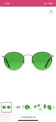 RainbowOptx The Round Green Revitalizing Round Gold Sunglasses with Green Lenses