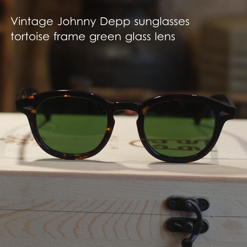 Tortoise sunglasses men dark green sunglasses johnny depp green glass lens glass