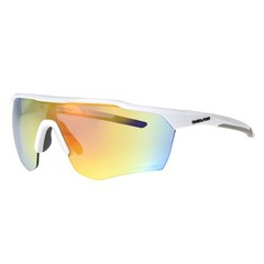 Strike Ready Shield Sport Sunglasses for Men, Shiny White2/Orange Mirror, 68mm