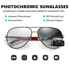 Aluminium HD Polarized Photochromic Sunglasses Pilot Men Driving Glasses Eyewear