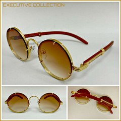 Men’s Classy Elegant Modern Retro Hip Hop SUNGLASSES Round Gold Frame Honey Lens