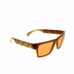 VERSACE SQUARE SUNGLASSES BEIGE GOLD BROWN YELLOW LENS MOD. VE 4445 5411/74
