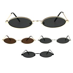 Mens Oval Narrow Metal Rim Round Mod Pimp Sunglasses