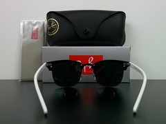Ray-Ban RB3016 Clubmaster Classic Sunglasses Black/White 51mm Never Worn