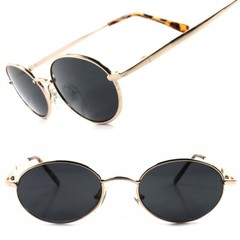 Classic Indie Retro Fashion Gold Mens Womens Hip Vintage Round Oval Sunglasses