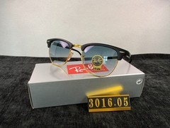 Ray-Ban RB3016 Clubmaster Sunglasses, Black & Gold Frame, Blue Gradient G-15 Len