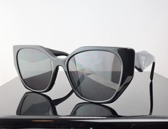 Prada PR19ZS Black / Grey Lens Cat Eye Oversized Sunglasses 100% UV