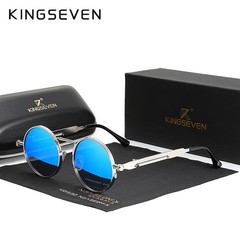 KINGSEVEN Polarized Steampunk Round Sunglasses Stainless Steel Vintage UV400 Uni