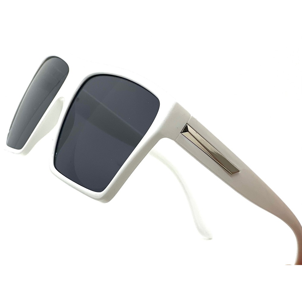 Square Frame Sunglasses White Fashion Modern Designer Eyewear Women Men Outdoor