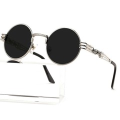 Fashion Metal Retro Round Sunglasses UV400 Vintage 90s Gothic Steampunk Glasses