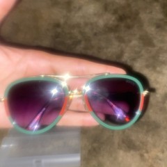 Gucci 0062S_003 Grey Gradient Lens Pilot Sunglasses – Green/Gold
