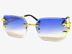 CLASSY Elegant Sophisticated Modern Retro Hip Hop SUN GLASSES Gold Rimless Frame