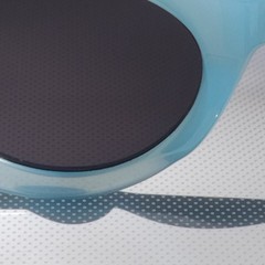 Unisex Oval Sunglasses Blue Plastic Frame Black Tinted Lens 141mm Temples