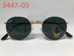 Ray-Ban RB3447 Round Metal Glod Frame Mirror Dark Green Lenses Sunglasses