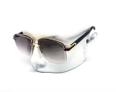 Oversized Square Pilot Style Sunglasses Metal Retro Rimless Men Women Fashion