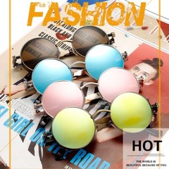 Trendy Steampunk Round Sunglasses Retro Metal Hippie Circle Style Sun Glasses