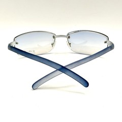 Fashion Rimless Oval Sunglasses Blue Designer Frame & Gradient Lenses Y2k 90’s