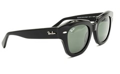 Ray-Ban RB2186 Black 901/31 49mm State Street Square Sunglasses Green Lenses