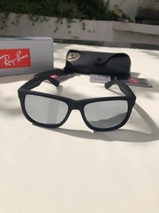 Ray-Ban RB4165 622/T3 Rubber Black/Mesmer Silver Mirrored Polarized Sunglasses