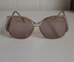 Elasta 5508 Square Sunglasses Clear Frame Purple Lenses 140mm Temples