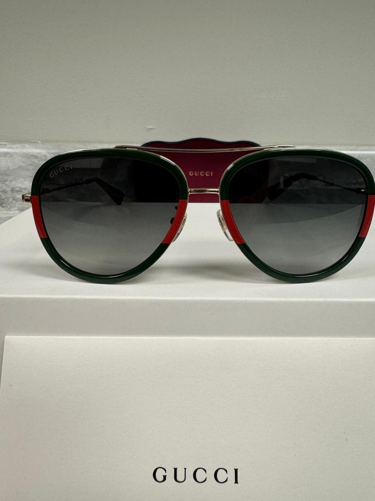 GUCCI | NEW | 0062S | 0062S – 003 | GOLD – GREEN – RED | GRADIENT GREY