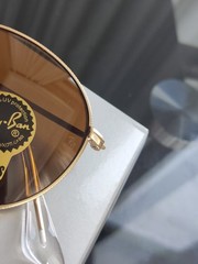 Ray-Ban RB3447 Round Metal Glod Frame Mirror Brown Lenses Sunglasses