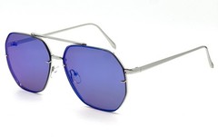 Pilot Sunglasses Men Trendy Classic Shades Square Black Lens Metal Frame Trendy
