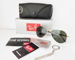 Ray-Ban Sunglasses RB3625 New Aviator Polished Gold Frame Green Lenses 58mm