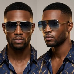 Men’s SUNGLASSES DESIGNER OVERSIZE SQUARE RETRO GOLD FRAME WOMEN STYLE SHADES