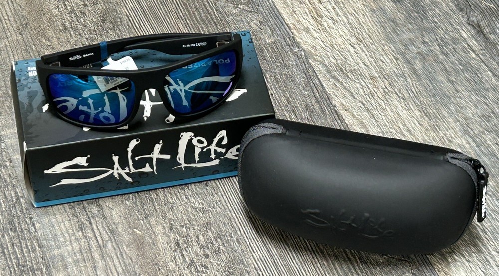 Salt Life Bahia Matte Black Mirror Blue Lens MSRP $189 Live Salty Saltlife Nwt