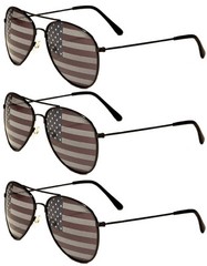 3 PAIRS BLACK Aviator USA American Flag Sunglasses United States stars stripes