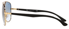 Ray-Ban Square Polished Black On Gold Blue Lens RB3683 90003F 56