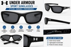 Under Armour Men’s Lightweight Wrap Sunglasses Black Frame Gray Tinted Lenses