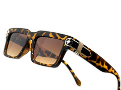 Men Sunglasses White Beige Tortoise Frame Hip Hop Style Rapper Gangster Model