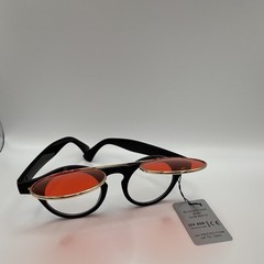 All Round Sunglasses Black Plastic/Metal Frame Red Tinted Plastic Lenses UV400