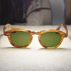 Vintage green sunglasses men’s Johnny Depp blonde glasses green glass lens Large