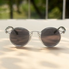 Men sunglasses round frame black polarized lens sunglasses round silver glasses