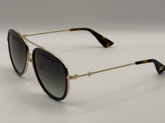Gucci GG0062S 003 Aviator Sunglasses in Green/Red Grey Lenses