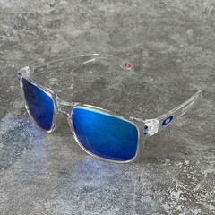 Oakley Holbrook Clear Frame Sapphire Iridium Polarized Sunglasses