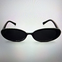 Men’s Oval Sunglasses – Black Solid Plastic Frame, Black Tinted Plastic Lenses
